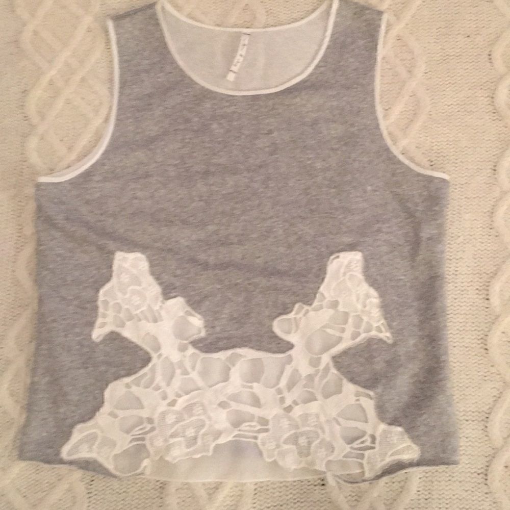 willow & clay Grey Dress Tank Top Crotchet M